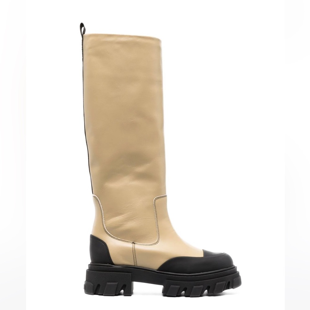 GANNI NWOT tall cleated boot in sand